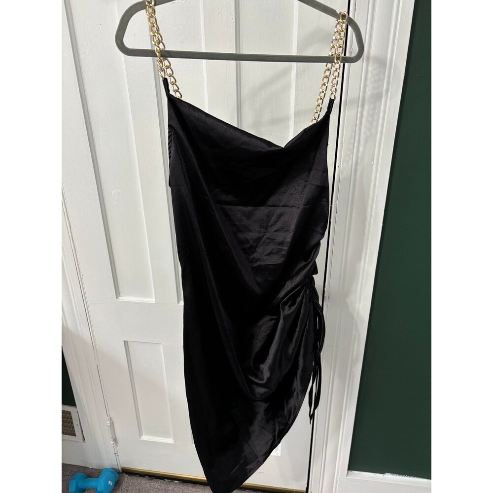 Little Black Dress with gold chain straps